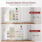Bumusty 5 Tier Long Expandable Shoe Rack for Closet, White - Image 5