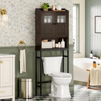 Over The Toilet Cabinet for Bathroom Storage, Over Toilet Storage Cabinet, Above Toilet Storage with 2 Doors and Adjustable Shelf Space Saver Cabinet Over Toilet Bathroom Organizer (Espresso) - Image 4