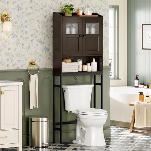 Over The Toilet Cabinet for Bathroom Storage, Over Toilet Storage Cabinet, Above Toilet Storage with 2 Doors and Adjustable Shelf Space Saver Cabinet Over Toilet Bathroom Organizer (Espresso) - Image 4