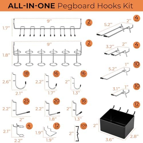 INCLY 278PCS Pegboard Accessories Organizer Kit with Peg Borad Hooks & Bins - Image 4