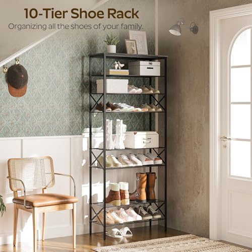 YATINEY 10 Tier Shoe Rack, Large Capacity Shoe Storage Organizer Holds 40 Pairs, Sturdy and Stable, for Entryway, Hallway, Closet, Dorm Room, Charcoal SS10BCG1 - Image 4