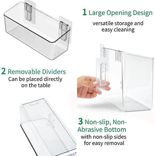 vacane Plastic Over Cabinet Door Organizer, Adhesive Mount Storage Organizer Container Makeup Organizer Hanging Basket Bins For Craft Room, Pantry, Office, Space Saving Holder for Kitchen Bags-M - Image 4