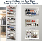 Whitmor 36 Pair Over the Door Shoe Rack,12 Tier Hanging Shoe Organizer with Metal Frame & Mesh Shelves, Heavy Duty Shoe Storage Holder for Door, No Drill Installation, 74" H x 21.7" W x 7.5" D, Mocha - Image 4