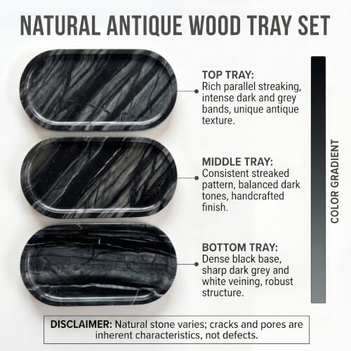 YKAJO Antique Wood Oval Marble Tray, 11.8x5.9 Vanity Perfume Organizer - Image 4