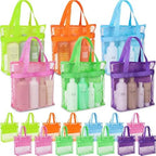 20 Pcs Mesh Beach Bags Bulk Portable Mesh Shower Caddy Bags with Zipper & 2 Pockets Hanging Toiletry and Bath Organizer for Beach Gym Camp Swimming Travel College Dorms (Fluorescent Color) by Yeyeplum