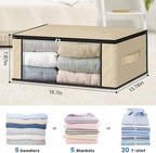 HomeHacks 10-Pack Clothes Organizer Storage Bags, 35L Storage Bins, Beige | Foldable Storage Box Container with Zippers, Clear Window, Reinforced Handles for Closet, Dorm, Pillows, Bedding, Sweater - Image 2