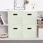 Fabric storage bins Cubes, Fabric Cube Organizer with Handle, Foldable Cube Bins for Cloth or Accessary Storage, 11x11x11, Set of 3, (Creamy-White Gold) - Image 5