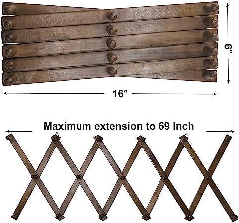 SKOLOO Hat Rack for Wall with 17 Hooks, Solid Wooden, Modern, Expandable Coat Rack Wall Mount for Coats, Hats, Bags, Baseball Caps, Walnut Color - Image 6