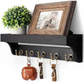 Rebee Vision Key Holder Wall Mount with Shelf & 5 Hooks for Entryway, Black by REBEEVISION