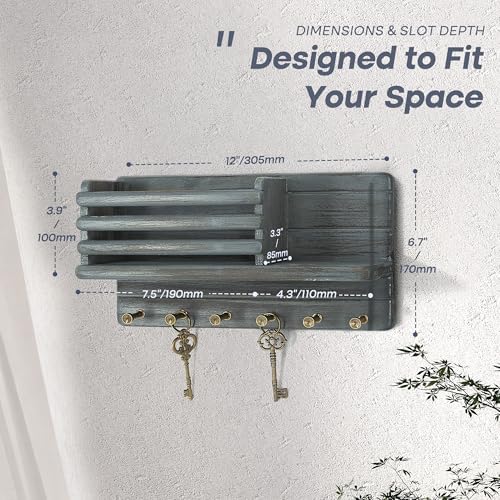 Rebee Vision Key Holder Wall Mount with Mail Slot for Entryway, Royal Blue - Image 2