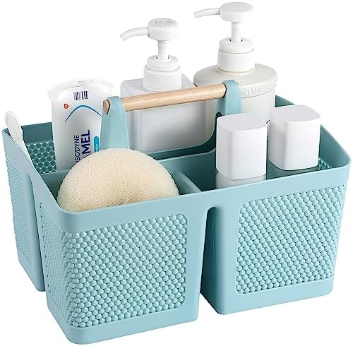rejomiik Plastic Shower Caddy, Portable Shower Basket with Handle, Blue by rejomiik