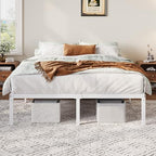 Allewie Full Size Bed Frame, 12 Inch Metal Beds with Storage Space, White - Image 4