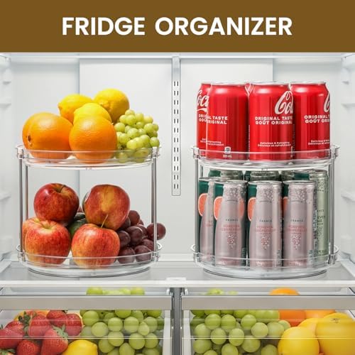 2 Set 2 Tier Non-Skid Acrylic Lazy Susan Organizer - Rotating Spice Rack - Turntable Spinning Organization for Kitchen, Pantry, Countertop, Closet, Bathroom, Vanity, Medicine Cabinet Organizing, 12'' - Image 7