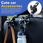 Car Seat Headrest Hooks, Leather Cute Bow Vehicle Hooks for Purses and Bags, Automotive Purse Hook Hanger Interior Decoration Accessories, Universal for SUV, Sedan, Truck (Black, 2 Pack) - Image 2