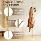 Coat Rack, Metal Freestanding Coat Rack with 8 Hooks, Sturdy Coat Tree with Natural Marble Base for Coats, Hats, Scarves and Handbags for Entryway, Hallway, Bedroom, Office,Dorm (Gold) - Image 3