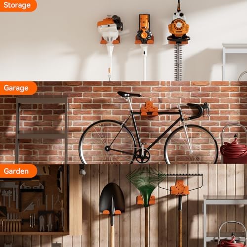 Garage Storage Trimmer Rack, Weed Whackers Holder Organizer, Orange, 3 Pack - Image 3