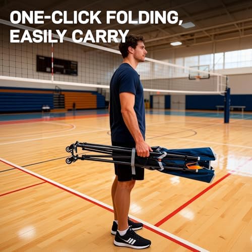 EVER ADVANCED Rolling Ball Storage Cart Lockable Wheels, 33x22.8in/45x25in Collapsible Garage Sports Equipment Organizer for Volleyball Basketball Tennis Toy Storage Multi-Sport Family Gym - Image 6