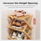 YYW Bamboo Shoe Rack, Foldable Vertical Free Standing Shoe Storage Shelf - Image 4