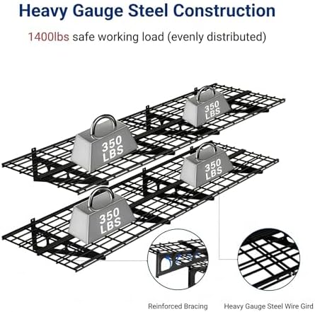 FLEXIMOUNTS 2-Pack 2x6ft Garage Shelving 24-inch-by-72-inch Heavy Duty Wall Mounted Shelves Garage Storage Rack Floating Shelves, 1400lbs Load Capacity, Black, Classic Series - Image 3