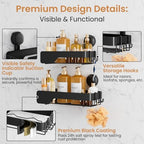 LEVERLOC Shower Caddy Visual Safety Suction Cup, Shower Shelves Black - Image 6
