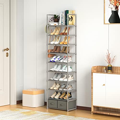 OYREL Tall Shoe Rack Narrow 10 Tier Shoes Rack 20 25 Pairs + 2 Boxes 1 Hook - Image 6