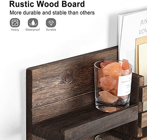 Lwenki Mail Organizer for Wall Mount – Key Holder with Shelf Includes Letter Holder and Hooks for Coats, Dog Leashes – Rustic Wood with Flush Mounting Hardware (16.5” x 8.7” x 3.5”) - Image 2