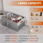 Aokeyee 2 Pack Shoe Organizer for Closet, Large Shoe Storage Box, Grey - Image 2