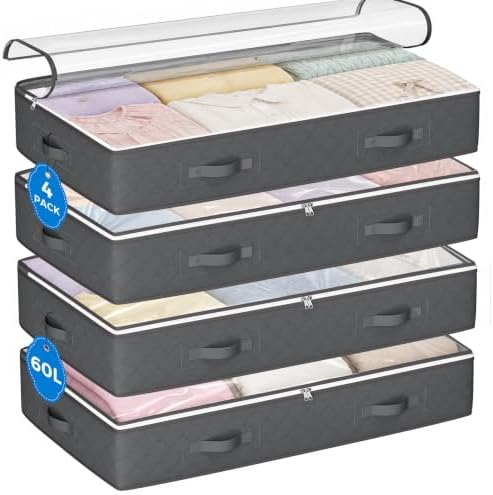 Budding Joy Under Bed Storage Containers, Storage Bins with Clear Lids | Underbed Storage Bags for Blankets, Towels, Comforter, Sweaters, Linen Sheets, Wrapping Paper by BuddingJoy-BuildaJoyfulLifeforYou