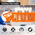 Metal Wall Mount Caulk Tube Holder Rack, Orange - Image 3
