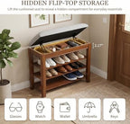 Solid Wood Shoe Rack Bench with Storage, Flip-Top Soft-Close Lid, 23.6" - Image 6