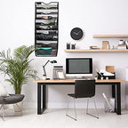 EASEPRES 10 Pocket Mesh Hanging Wall File Organizer, Wall Mounted Mail Paper Document Folder Holder, Clipboard Storage Organization Magazine Rack with Nametag Label for Office Home School, Black - Image 4