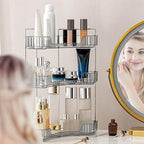 INVSSENE Corner Bathroom Countertop Organizer, Vanity Organizer Trays for Counter, Makeup Organizers, Perfume Tray, Skincare Shelf Storage Gifts for Women Girl Student (Smoky Gray 3 Tiers) - Image 5