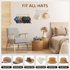 Viklluyr Hat Rack Baseball Cap Wall Organizer - Closet Hats Holder with 20 Hooks - Metal Caps Storage Wall Mounted Hat Hanger Set of 2 for Closet Door Bedroom Entryway Laundry(Grey) - Image 4