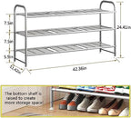 LINZINAR 3 Tier Long Shoe Rack for Closet Metal Shoe Organizer for Entryway - Image 3