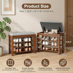 Solid Wood Shoe Rack Bench with Storage, Flip-Top Soft-Close Lid, 23.6" - Image 2