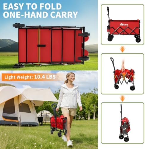 Collapsible Wagon Cart with All-Terrain Wheels, 380LBS Capacity - Image 3