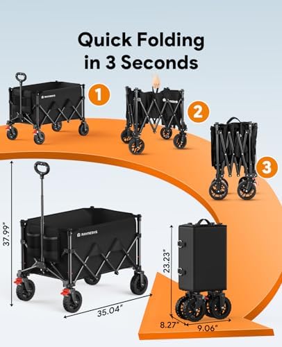 Collapsible Wagon Cart with Wheels, 330LBS for Grocery Shopping Camping - Image 7