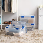 IRIS USA 3-Pack 60 Qt Storage Bins with Gasket Lids, Clear/Blue - Image 4