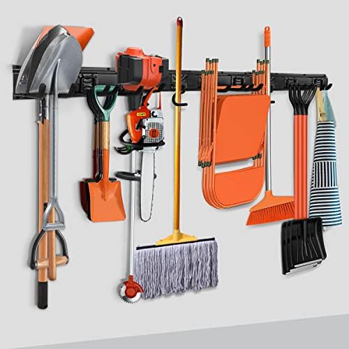 SMARTOLOGY Modular Heavy-Duty Steel Garage Tool Storage Rack - 150 lbs Weight Capacity Weather-resistant Powder-Coated Wall Mount Organizer for Shovels, Rakes, Ladders & Landscaping Equipment by SMARTOLOGY
