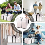 VELVETSURE 12 Pack Heavy Duty Large Moving Bags W/Backpack Straps - Strong Handles & Zippers, Storage Totes For Space Saving, Fold Flat, Alternative to Moving Box and Storage Bin, Semi-Transparent - Image 6