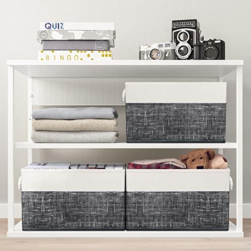 Fab totes Storage Bins 8-Pack, Foldable Storage Baskets for Organizing Toys, Books, Shelves, Closet, Large Storage Box with Rope Handles, Sturdy Organizer Bins, White & Black - Image 5