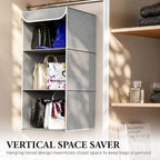 Simple Houseware 3 Shelf Hanging Closet Organizer, Gray | 360° Rotating Dual Hooks, Top Support Metal Frame - Image 7