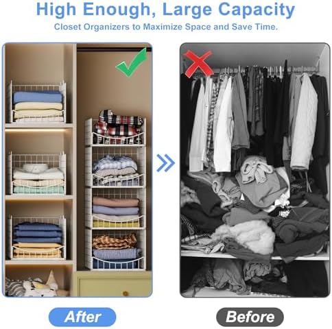 Hongtamoya 4-Tier Stackable Closet Organizers and Storage Shelves, Foldable & Mutifunctional Clothes Storage Basket Sweater Organizer Bins Container for Wardrobe Kitchen Office Bathroom, White - Image 4
