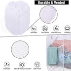 BATTOO Deluxe Strong Mesh Pop up Laundry Hamper Basket with Side Pocket for Laundry Room, Bathroom, Kids Room, College Dorm or Travel 2 Pack White - Image 2