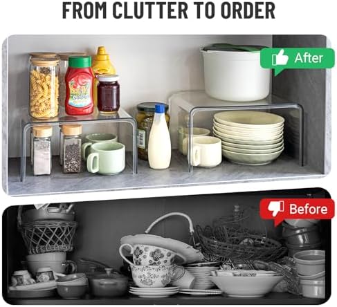 Bobomoment Clear Cabinet Organizer, Stackable Shelf Organizer Set of 2 - Image 4