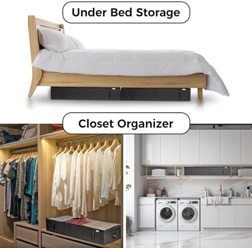 StorageExpert Under Bed Storage Containers, Closet Organizer, Black, 4 Pack | Under Bed Storage, Foldable Fabric, Large Capacity, Dustproof, Clothes Storage, Blanket Storage, Toy Organizer, Space Saving - Image 3