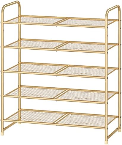 Simple Trending 5-Tier Stackable Shoe Rack, Expandable Shoe Shelf Gold by SimpleTrending