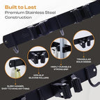 Stainless Steel Broom Holder Wall Mount, 3 Racks & 4 Hooks - Image 4