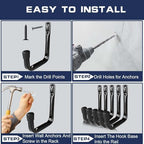 Dreecy J Utility Hooks for Hanging Heavy Duty Garage Storage Utility Hooks, Utility Hook for Garage Wall,Color Black, 5 Pack - Image 7