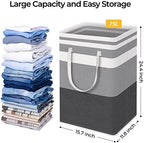 HomeHacks 4-Pack Large Laundry Basket,75L Each Waterproof, Freestanding Laundry Hamper, Collapsible Tall Clothes Hamper with Extended Handles for Clothes in the Dorm and Family-Gradient Grey - Image 2